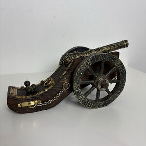 Vintage Antique Canon Military War Siglo Artilleria Imperial Wood Office Decor
